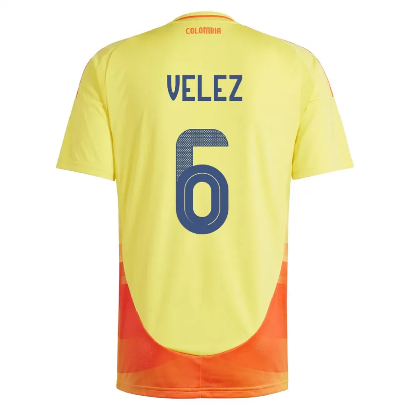 Danxen Hombre Camiseta Colombia Jhon Vélez #6 Amarillo 1ª Equipación 24-26 La Camisa México