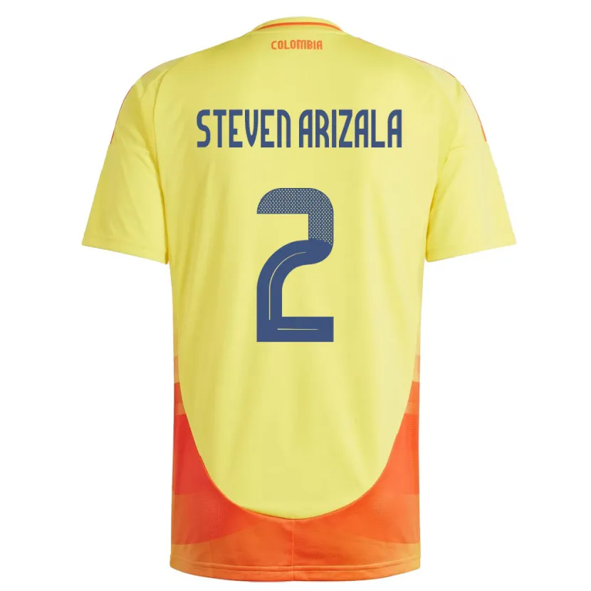 Danxen Hombre Camiseta Colombia Elver Steven Arizala #2 Amarillo 1ª Equipación 24-26 La Camisa México