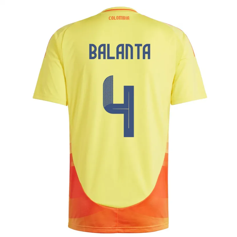 Danxen Hombre Camiseta Colombia Marlon Balanta #4 Amarillo 1ª Equipación 24-26 La Camisa México