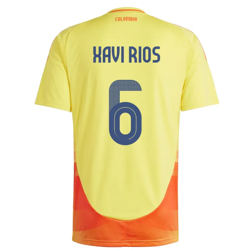 Danxen Hombre Camiseta Colombia Xavi Ríos #6 Amarillo 1ª Equipación 24-26 La Camisa México