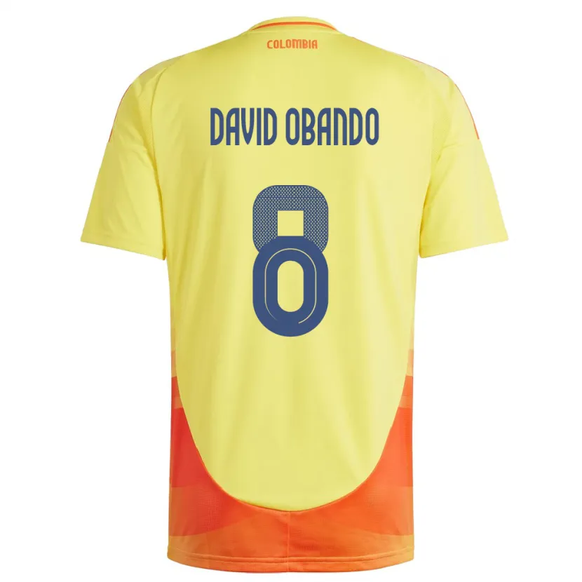 Danxen Hombre Camiseta Colombia Juan David Obando #8 Amarillo 1ª Equipación 24-26 La Camisa México