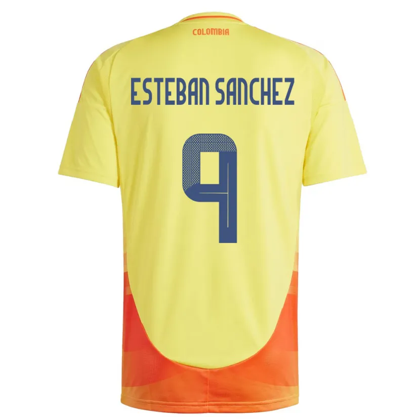 Danxen Hombre Camiseta Colombia Juan Esteban Sánchez #9 Amarillo 1ª Equipación 24-26 La Camisa México