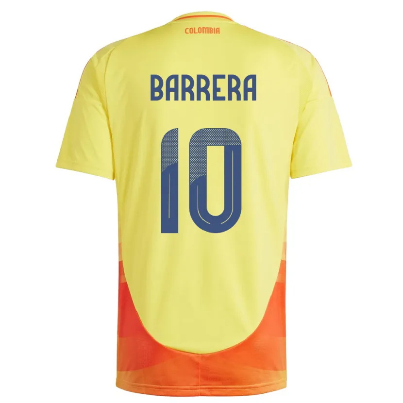 Danxen Hombre Camiseta Colombia Jordan Barrera #10 Amarillo 1ª Equipación 24-26 La Camisa México