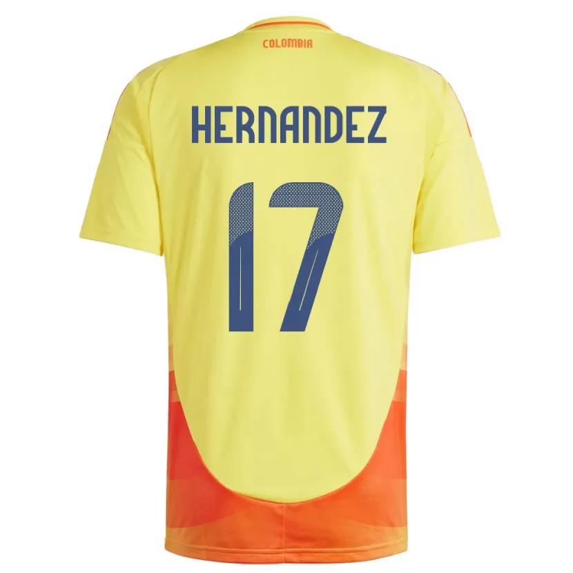 Danxen Hombre Camiseta Colombia Jhoan Hernández #17 Amarillo 1ª Equipación 24-26 La Camisa México