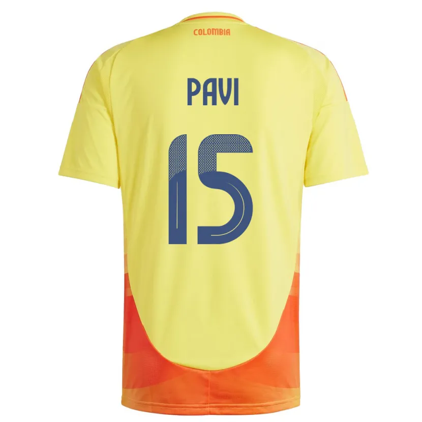 Danxen Hombre Camiseta Colombia Manuela Paví #15 Amarillo 1ª Equipación 24-26 La Camisa México