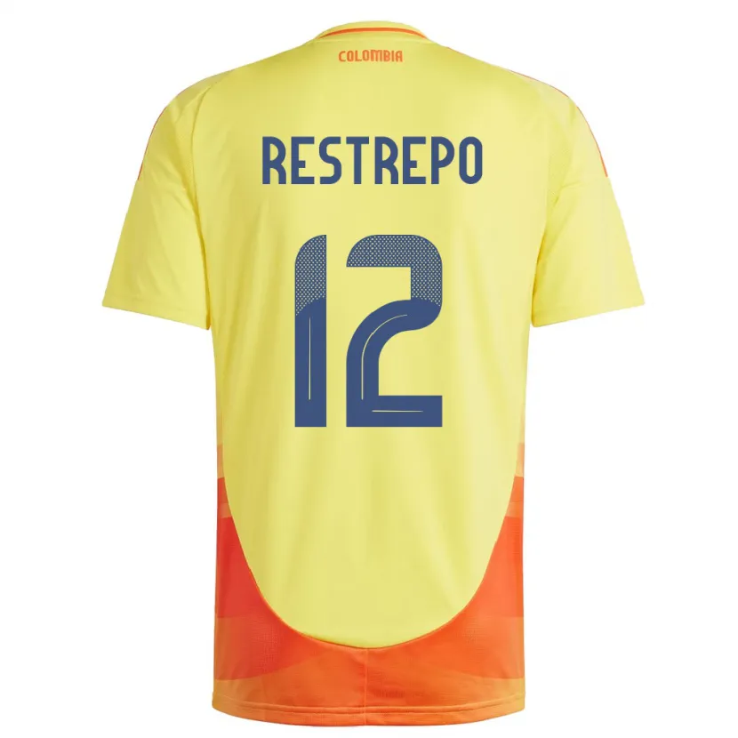 Danxen Hombre Camiseta Colombia Valery Restrepo #12 Amarillo 1ª Equipación 24-26 La Camisa México