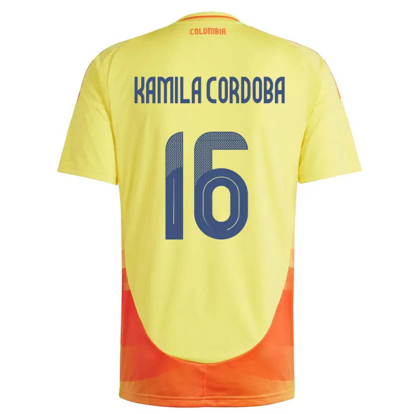Danxen Hombre Camiseta Colombia Sara Kamila Córdoba #16 Amarillo 1ª Equipación 24-26 La Camisa México