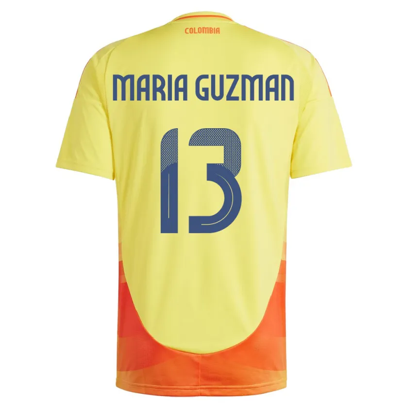 Danxen Hombre Camiseta Colombia Ana María Guzmán #13 Amarillo 1ª Equipación 24-26 La Camisa México