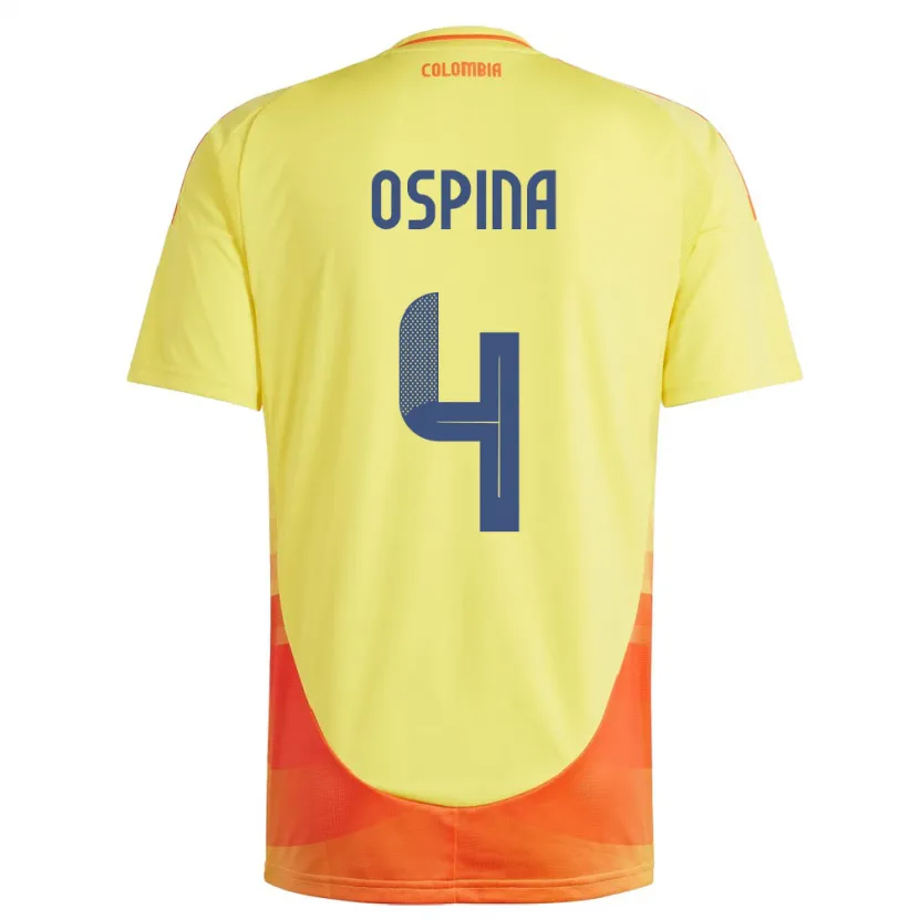 Danxen Hombre Camiseta Colombia Diana Ospina #4 Amarillo 1ª Equipación 24-26 La Camisa México