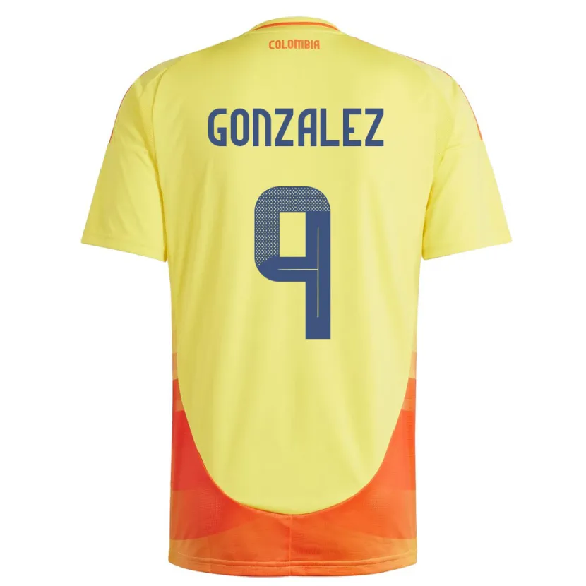 Danxen Hombre Camiseta Colombia Manuela González #9 Amarillo 1ª Equipación 24-26 La Camisa México