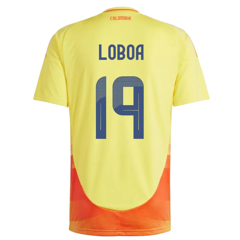 Danxen Hombre Camiseta Colombia Valerin Loboa #19 Amarillo 1ª Equipación 24-26 La Camisa México