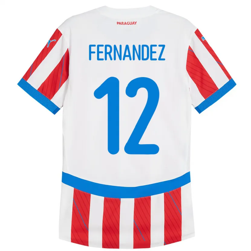 Danxen Hombre Camiseta Paraguay Gatito Fernández #12 Blanco Rojo 1ª Equipación 24-26 La Camisa México