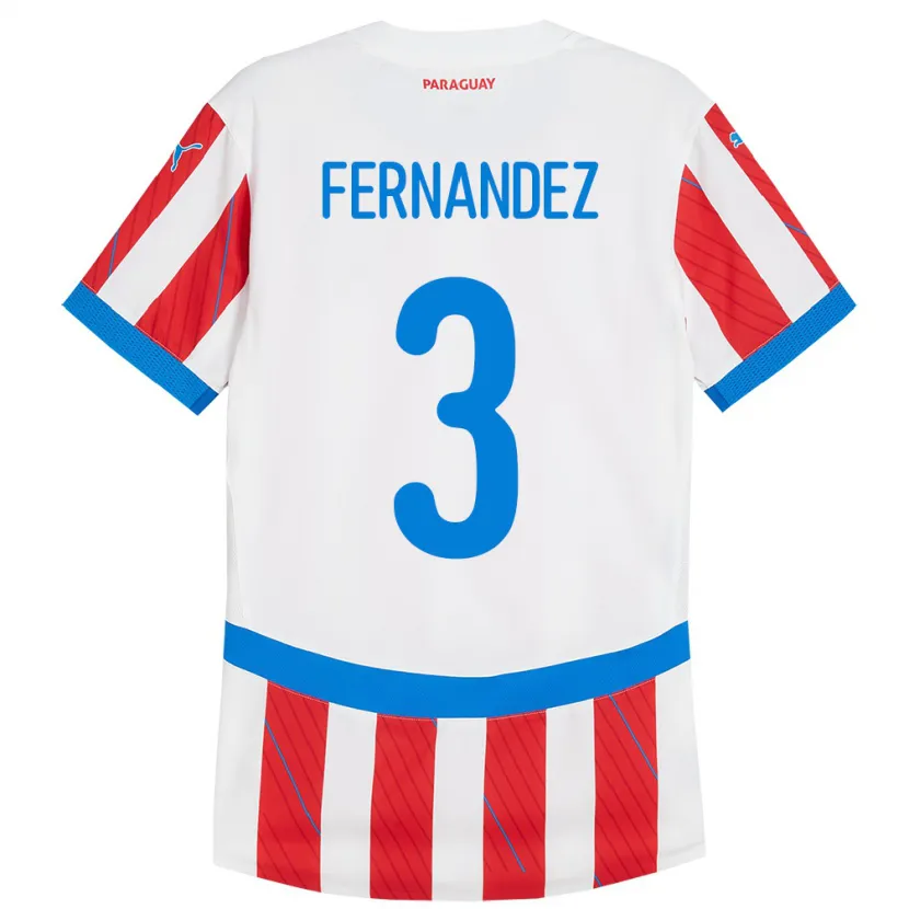 Danxen Hombre Camiseta Paraguay Roberto Fernández #3 Blanco Rojo 1ª Equipación 24-26 La Camisa México