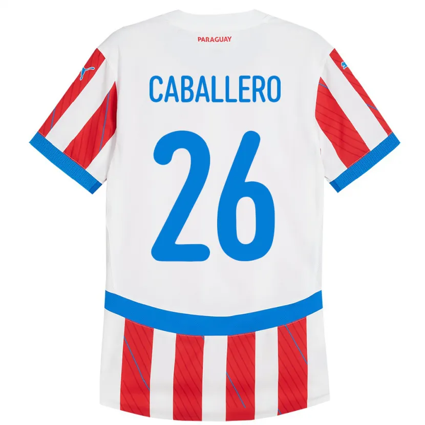 Danxen Hombre Camiseta Paraguay Hernesto Caballero #26 Blanco Rojo 1ª Equipación 24-26 La Camisa México