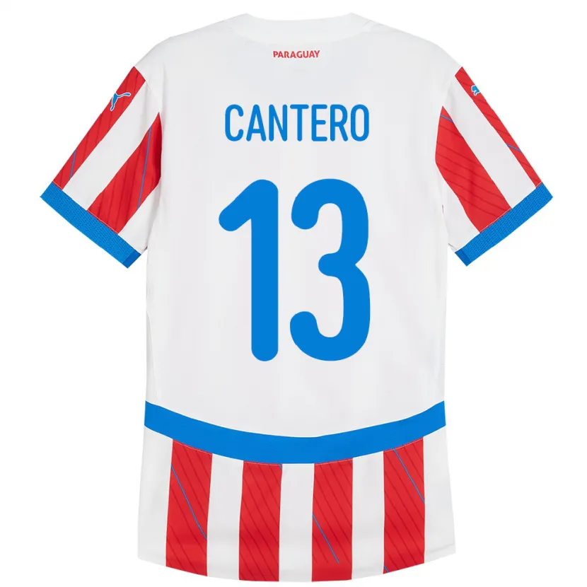 Danxen Hombre Camiseta Paraguay Alexis Cantero #13 Blanco Rojo 1ª Equipación 24-26 La Camisa México