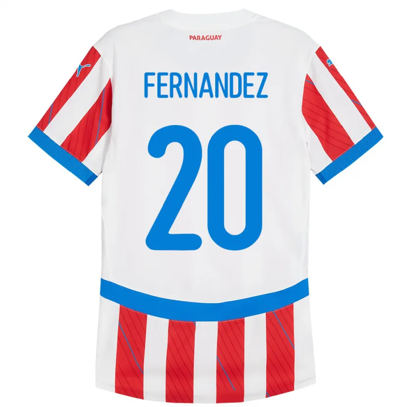 Danxen Hombre Camiseta Paraguay Marcelo Fernández #20 Blanco Rojo 1ª Equipación 24-26 La Camisa México