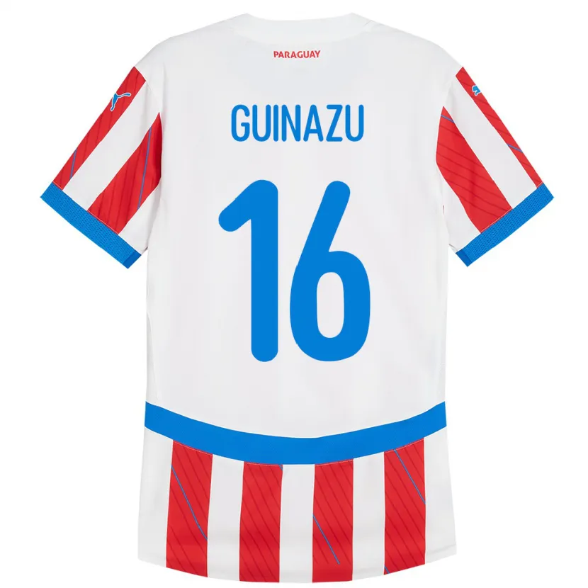 Danxen Hombre Camiseta Paraguay Lucas Guiñazú #16 Blanco Rojo 1ª Equipación 24-26 La Camisa México