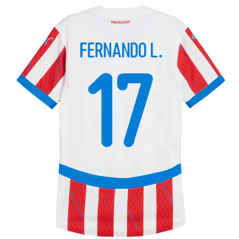 Danxen Hombre Camiseta Paraguay Fernando Leguizamón #17 Blanco Rojo 1ª Equipación 24-26 La Camisa México