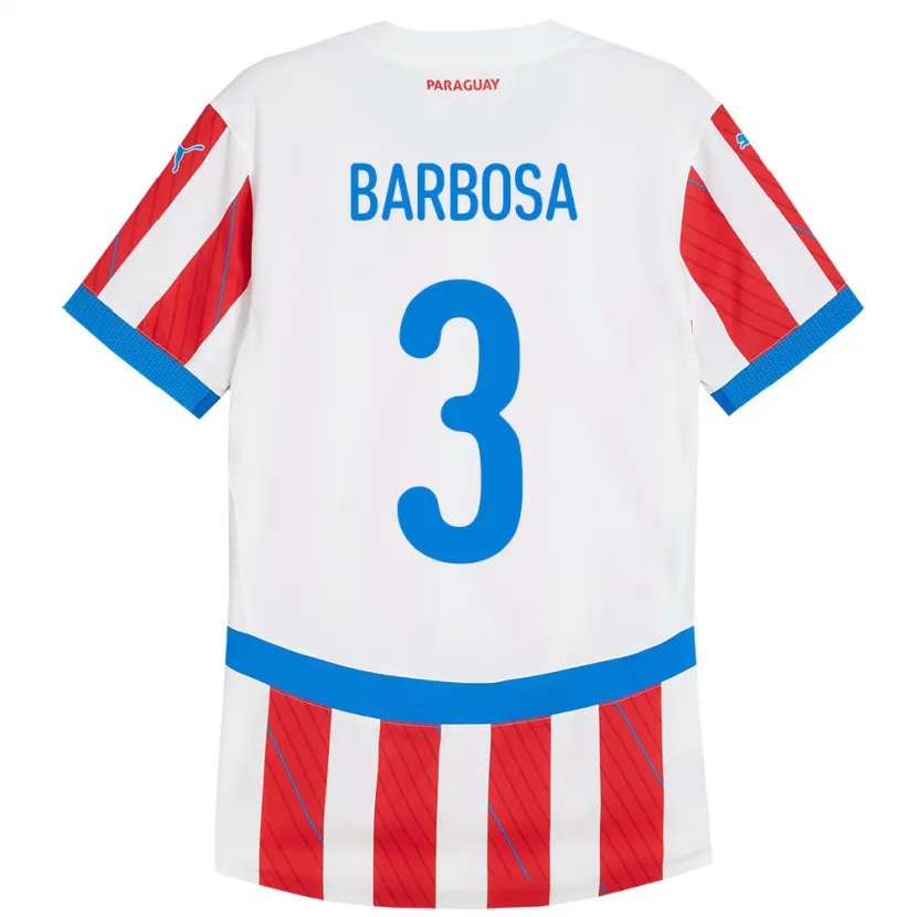 Danxen Hombre Camiseta Paraguay Camila Barbosa #3 Blanco Rojo 1ª Equipación 24-26 La Camisa México