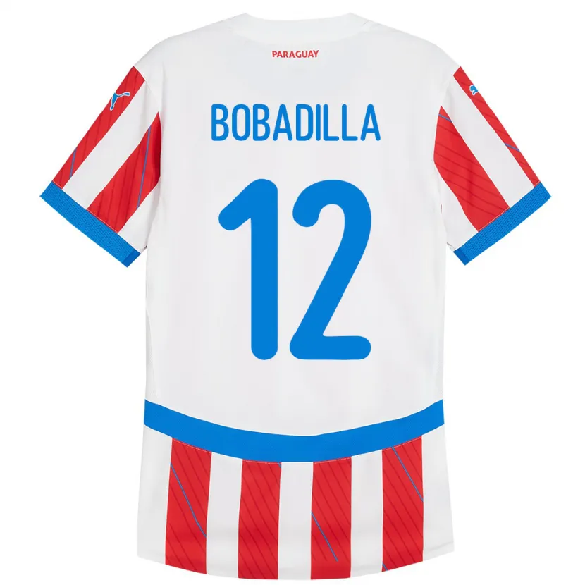 Danxen Hombre Camiseta Paraguay Alicia Bobadilla #12 Blanco Rojo 1ª Equipación 24-26 La Camisa México