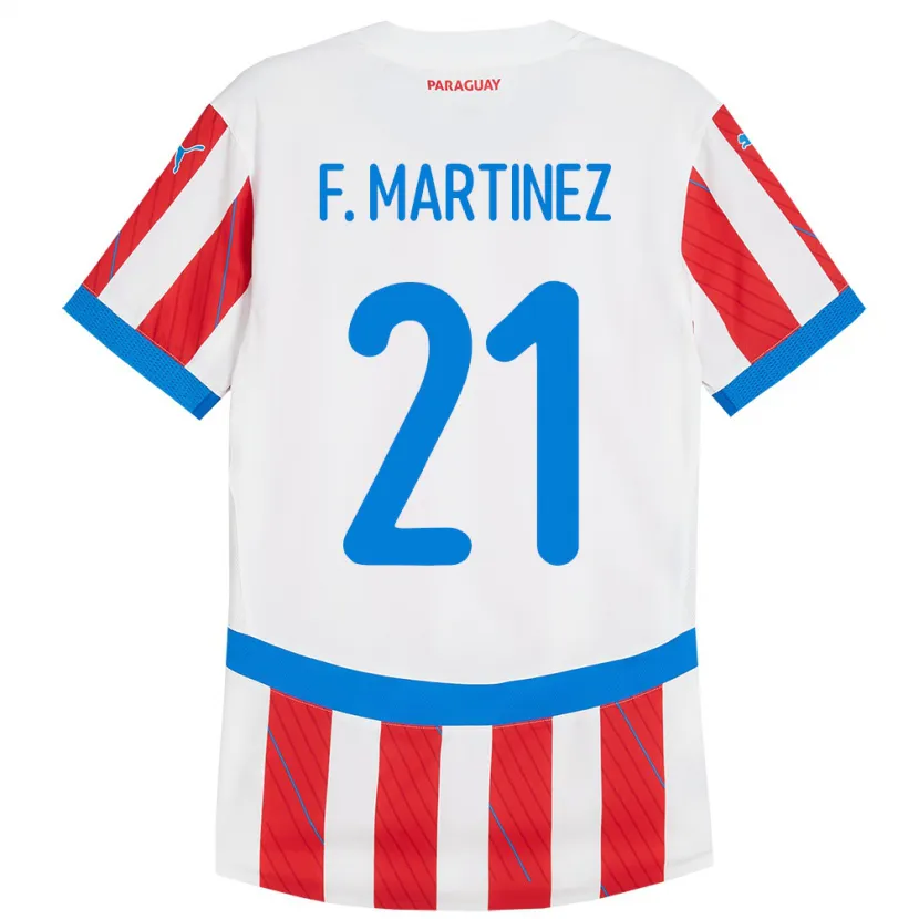 Danxen Hombre Camiseta Paraguay Fiorela Martínez #21 Blanco Rojo 1ª Equipación 24-26 La Camisa México