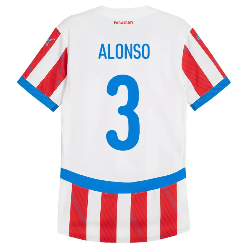 Danxen Hombre Camiseta Paraguay Lorena Alonso #3 Blanco Rojo 1ª Equipación 24-26 La Camisa México