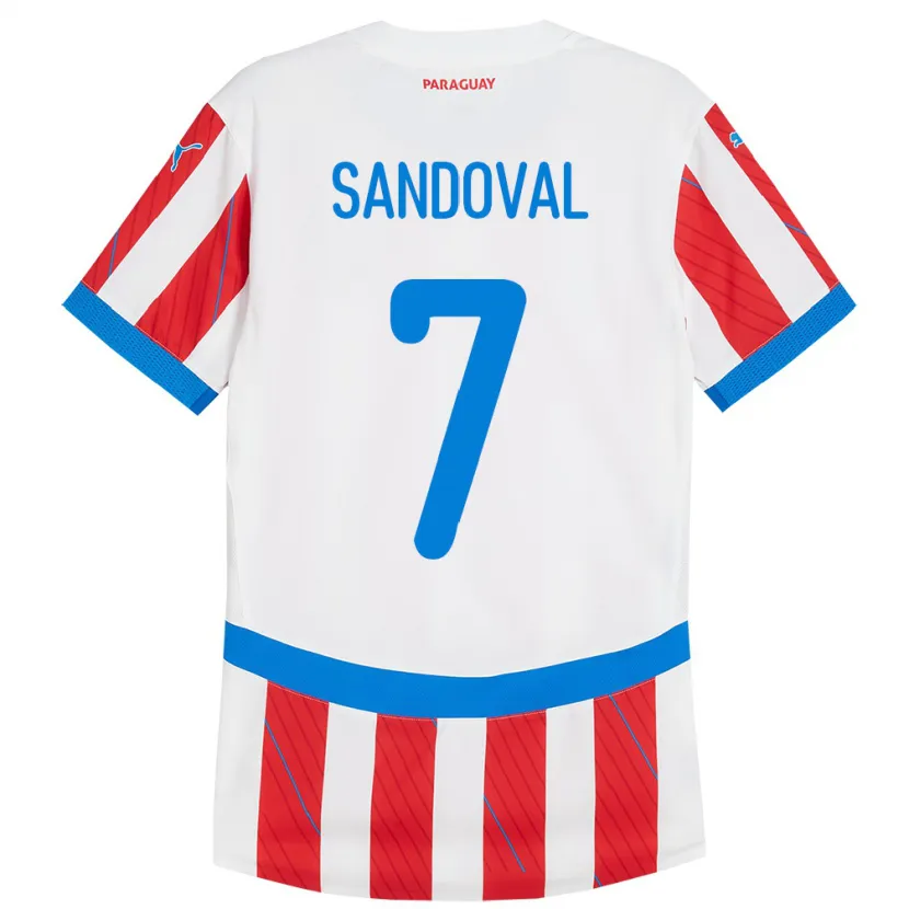 Danxen Hombre Camiseta Paraguay Fabiola Sandoval #7 Blanco Rojo 1ª Equipación 24-26 La Camisa México