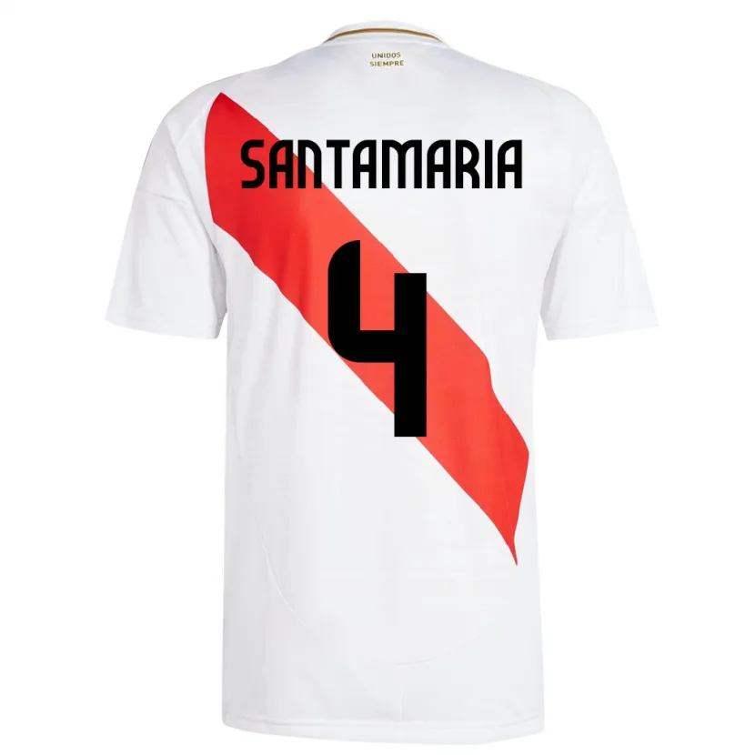 Danxen Hombre Camiseta Perú Anderson Santamaría #4 Blanco 1ª Equipación 24-26 La Camisa México