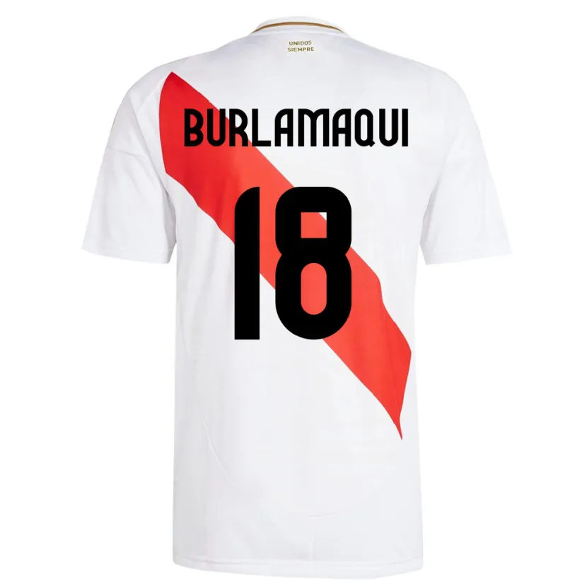 Danxen Hombre Camiseta Perú Alessandro Burlamaqui #18 Blanco 1ª Equipación 24-26 La Camisa México