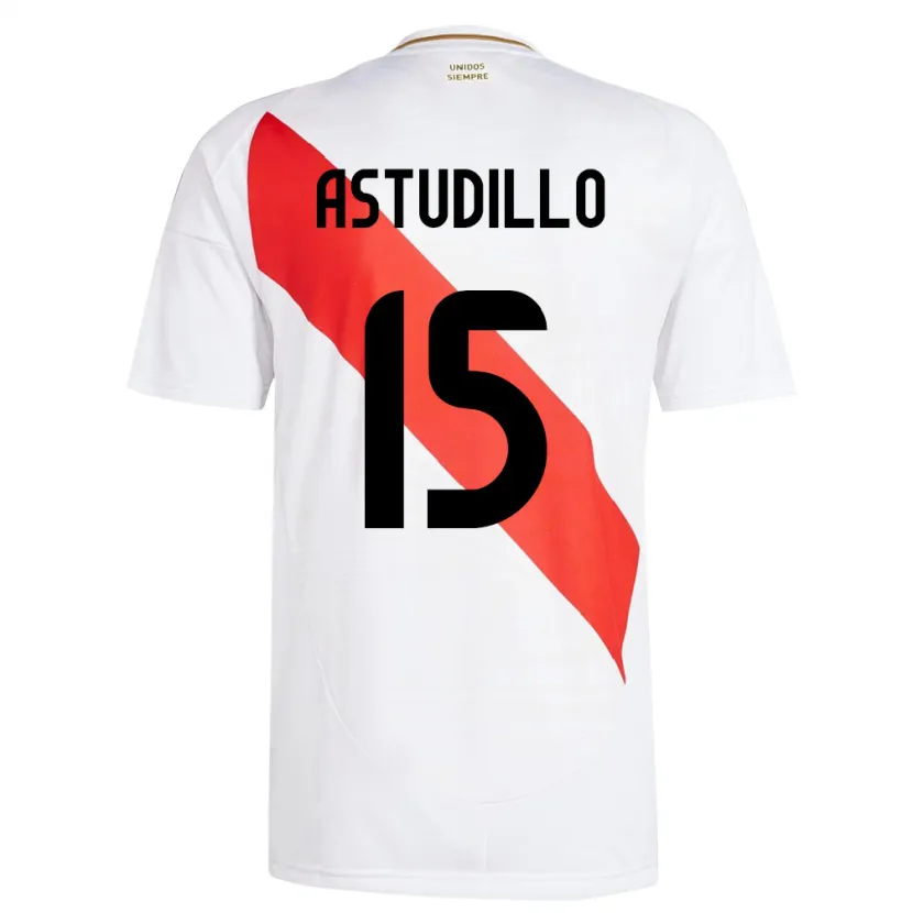 Danxen Hombre Camiseta Perú Julinho Astudillo #15 Blanco 1ª Equipación 24-26 La Camisa México