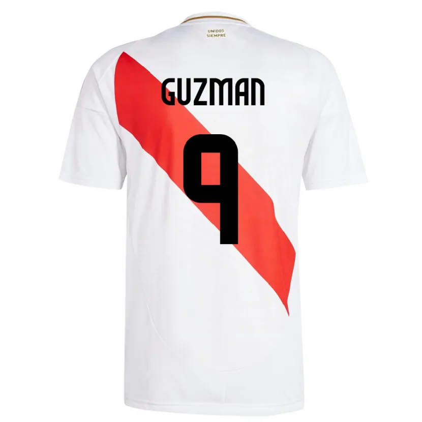 Danxen Hombre Camiseta Perú Víctor Guzmán #9 Blanco 1ª Equipación 24-26 La Camisa México
