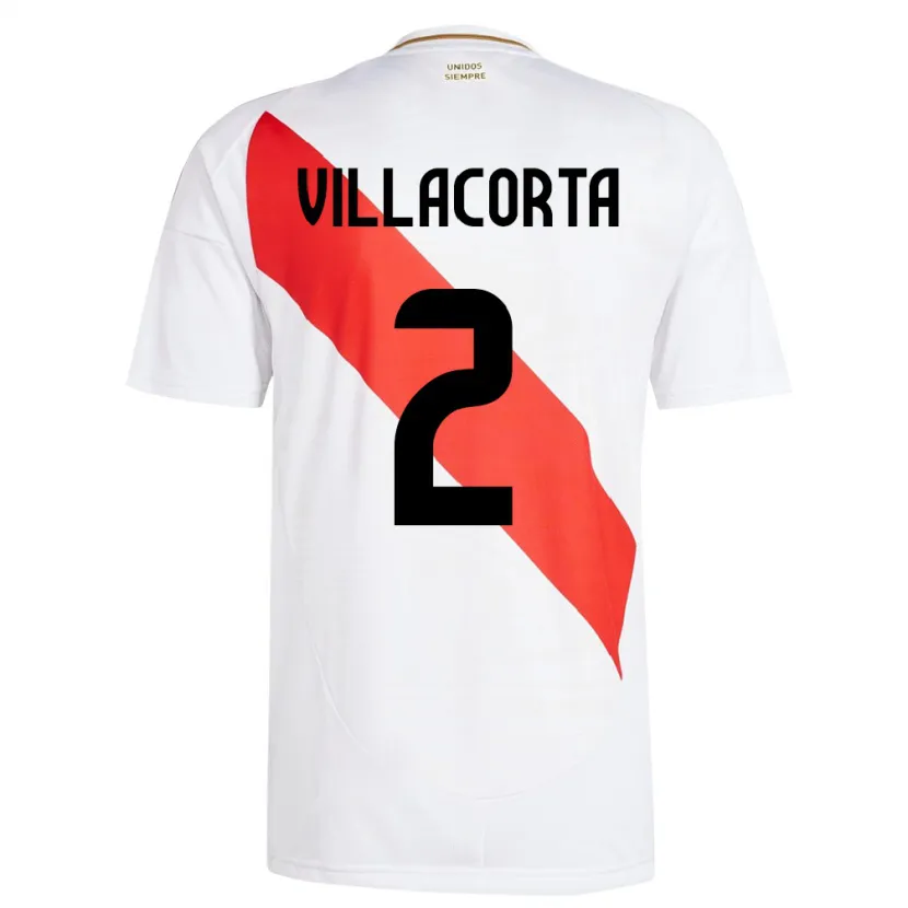 Danxen Hombre Camiseta Perú Anderson Villacorta #2 Blanco 1ª Equipación 24-26 La Camisa México