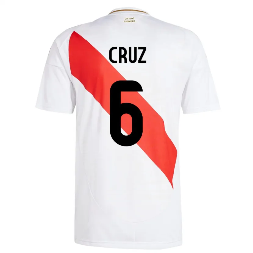 Danxen Hombre Camiseta Perú Esteban Cruz #6 Blanco 1ª Equipación 24-26 La Camisa México