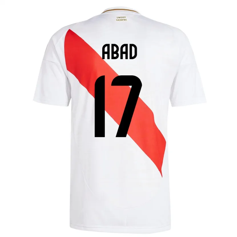 Danxen Hombre Camiseta Perú Kelvin Abad #17 Blanco 1ª Equipación 24-26 La Camisa México