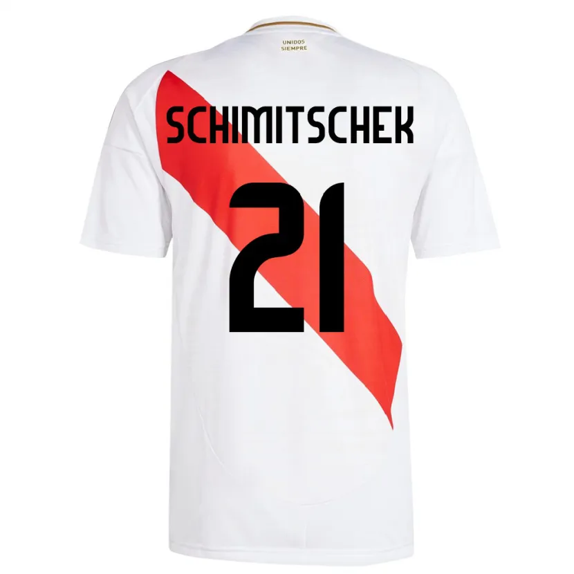 Danxen Hombre Camiseta Perú Ian Schimitschek #21 Blanco 1ª Equipación 24-26 La Camisa México