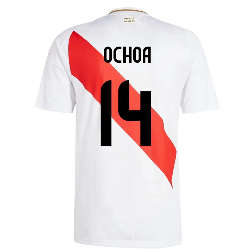 Danxen Hombre Camiseta Perú Victoria Ochoa #14 Blanco 1ª Equipación 24-26 La Camisa México