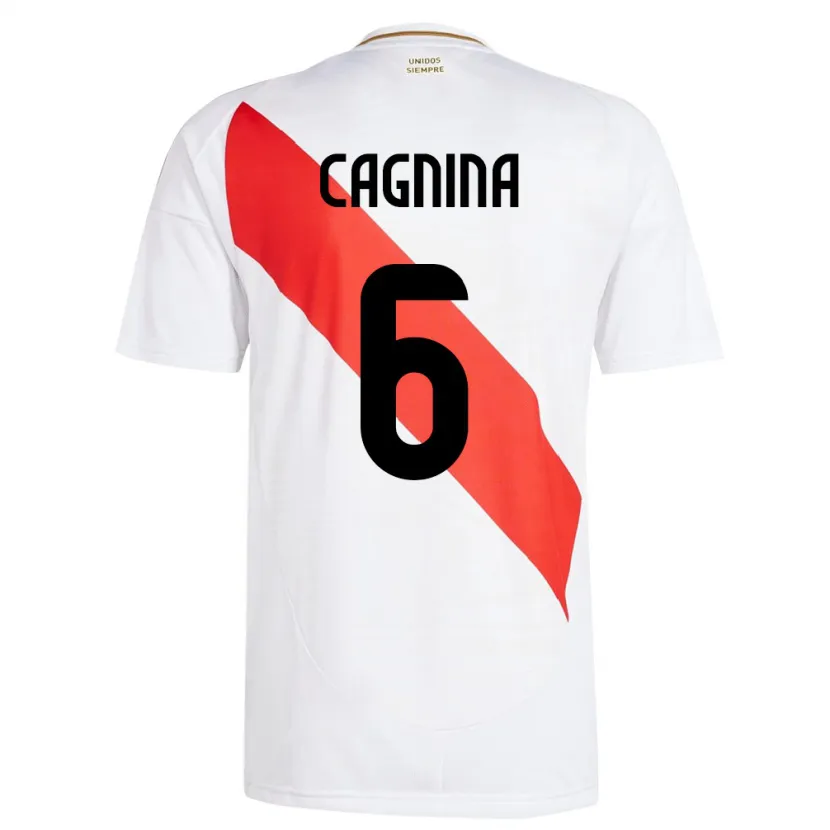 Danxen Hombre Camiseta Perú Claudia Cagnina #6 Blanco 1ª Equipación 24-26 La Camisa México