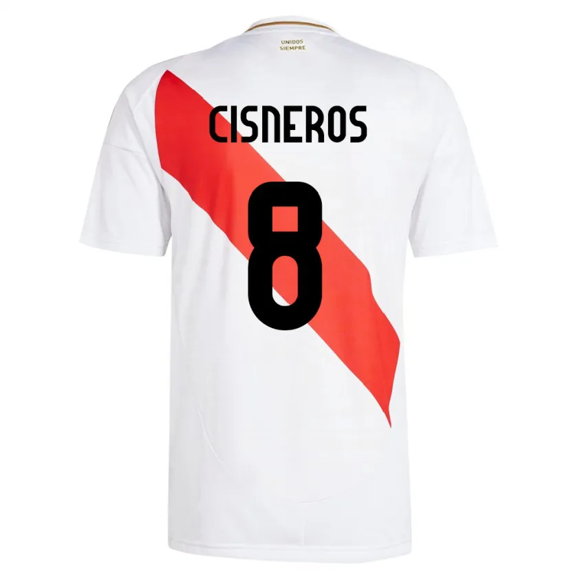 Danxen Hombre Camiseta Perú Geraldine Cisneros #8 Blanco 1ª Equipación 24-26 La Camisa México