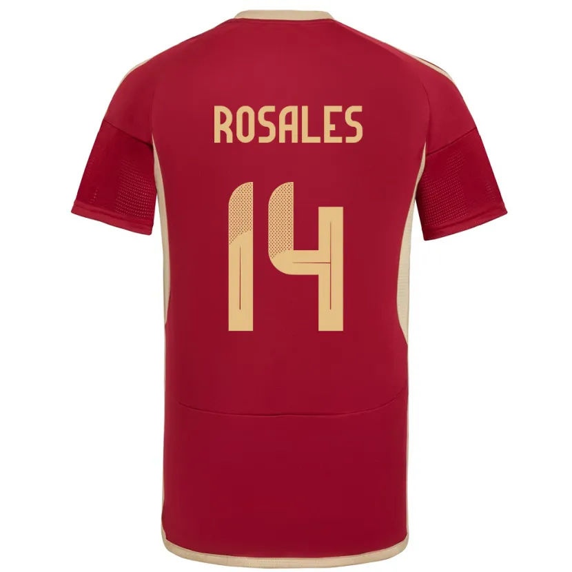 Danxen Hombre Camiseta Venezuela Roberto Rosales #14 Borgoña 1ª Equipación 24-26 La Camisa México