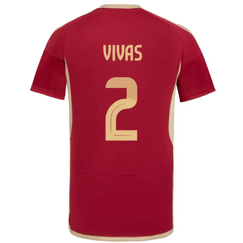 Danxen Hombre Camiseta Venezuela Carlos Vivas #2 Borgoña 1ª Equipación 24-26 La Camisa México