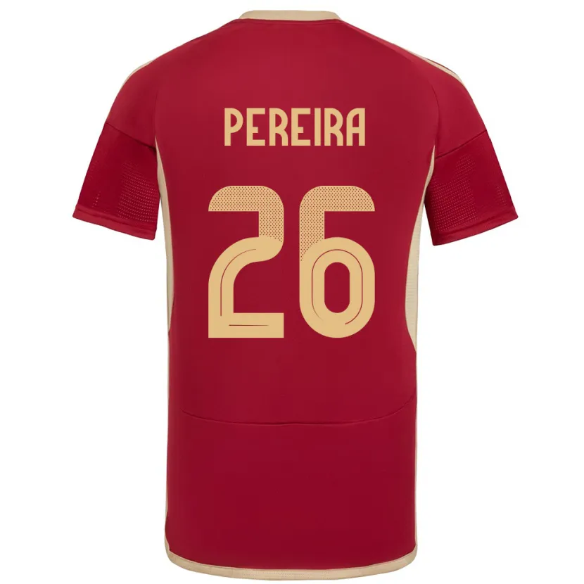 Danxen Hombre Camiseta Venezuela Daniel Pereira #26 Borgoña 1ª Equipación 24-26 La Camisa México