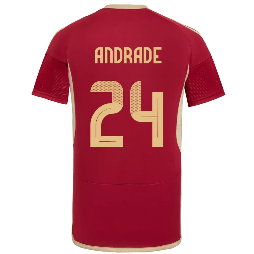 Danxen Hombre Camiseta Venezuela Kervin Andrade #24 Borgoña 1ª Equipación 24-26 La Camisa México