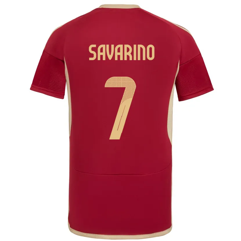 Danxen Hombre Camiseta Venezuela Jefferson Savarino #7 Borgoña 1ª Equipación 24-26 La Camisa México