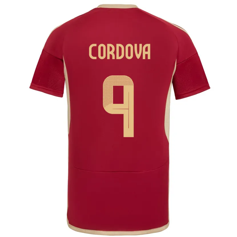 Danxen Hombre Camiseta Venezuela Sergio Córdova #9 Borgoña 1ª Equipación 24-26 La Camisa México