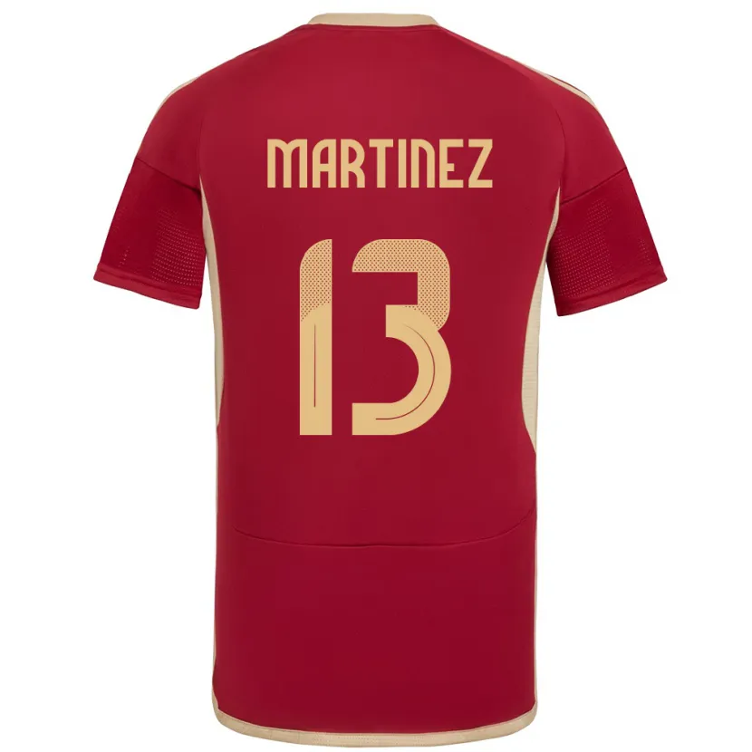 Danxen Hombre Camiseta Venezuela José Martínez #13 Borgoña 1ª Equipación 24-26 La Camisa México