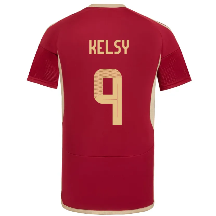 Danxen Hombre Camiseta Venezuela Kevin Kelsy #9 Borgoña 1ª Equipación 24-26 La Camisa México