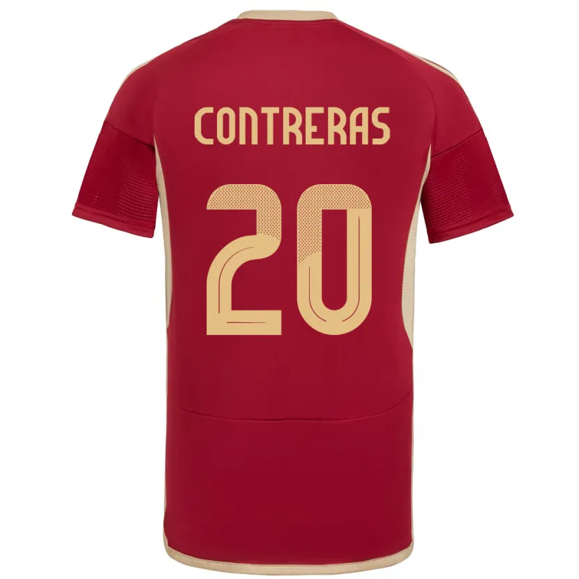 Danxen Hombre Camiseta Venezuela Anderson Contreras #20 Borgoña 1ª Equipación 24-26 La Camisa México