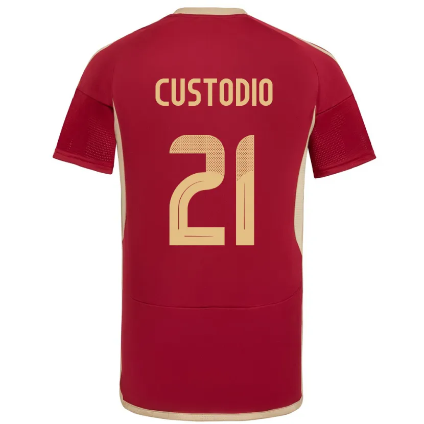 Danxen Hombre Camiseta Venezuela Alex Custodio #21 Borgoña 1ª Equipación 24-26 La Camisa México
