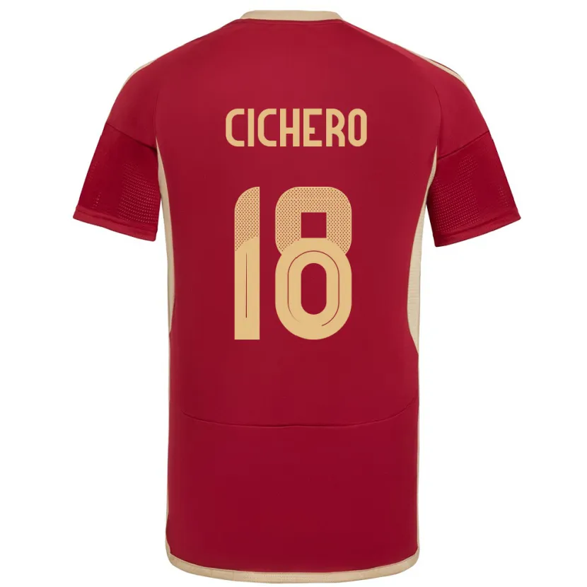 Danxen Hombre Camiseta Venezuela Alejandro Cichero #18 Borgoña 1ª Equipación 24-26 La Camisa México