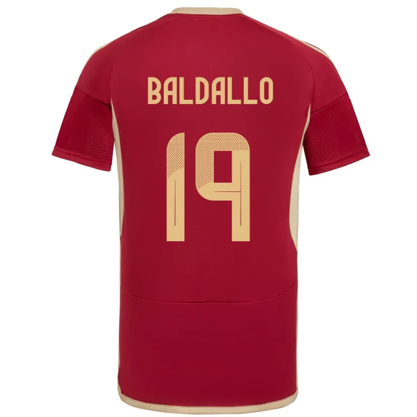 Danxen Hombre Camiseta Venezuela Micheel Baldallo #19 Borgoña 1ª Equipación 24-26 La Camisa México